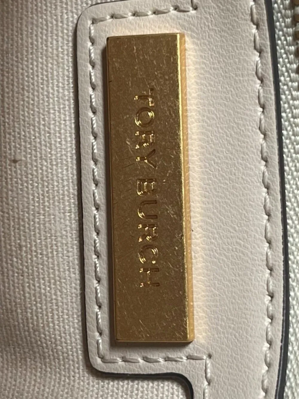 Tory Burch Robinson Color Block Saffiano Leather Flap Shoulder Bag Ivory/Taupe